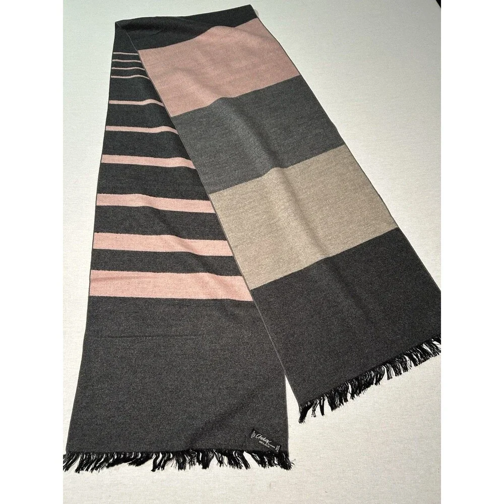 Chelsey By Joseph Reversible Brushed Silk Scarf pink/gray striped
